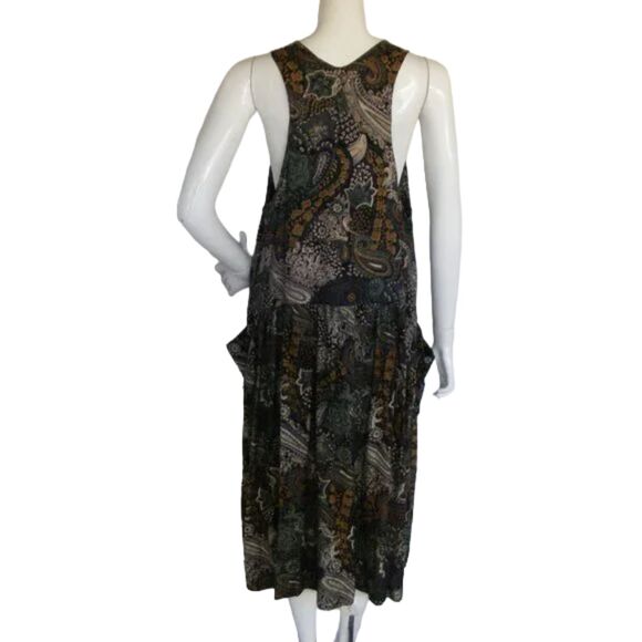 BOOM Dress, L, Vintage 80s, Paisley Jumper, Patch pockets, Midi length, Darker - Picture 8 of 11